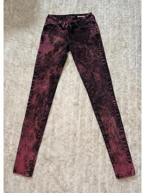 Lovesick The Skinny denim jeans Size 0 pink/black acid wash punk grunge emo